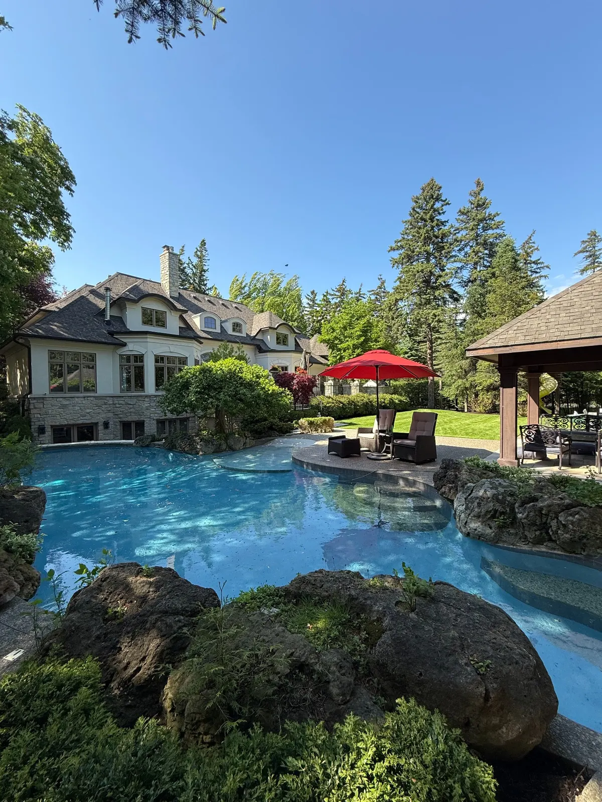 Poolside outdoor living space